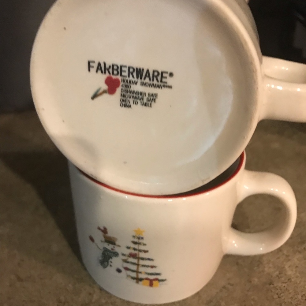 Farberware HOLIDAY SNOWMAN Ceramic Coffee Cups / 2